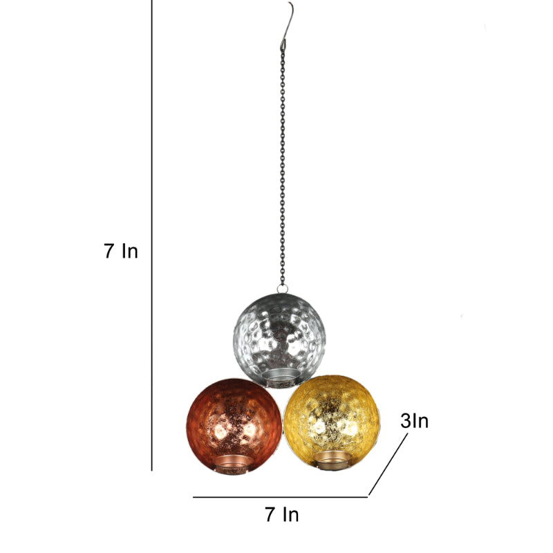 Hanging Tealight With Triple Color Tones | Set of 2