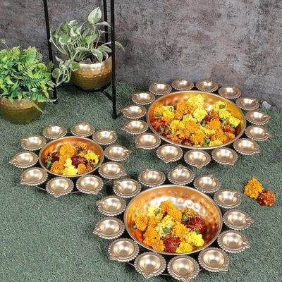 lic Lotus Design Tealight Urli | Gold | Set of 3