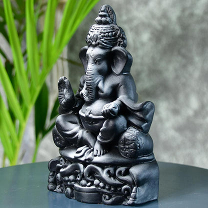 Ganesha Blessings Ascendancy Black Accent Idol | 4 x 3 x 7 inches