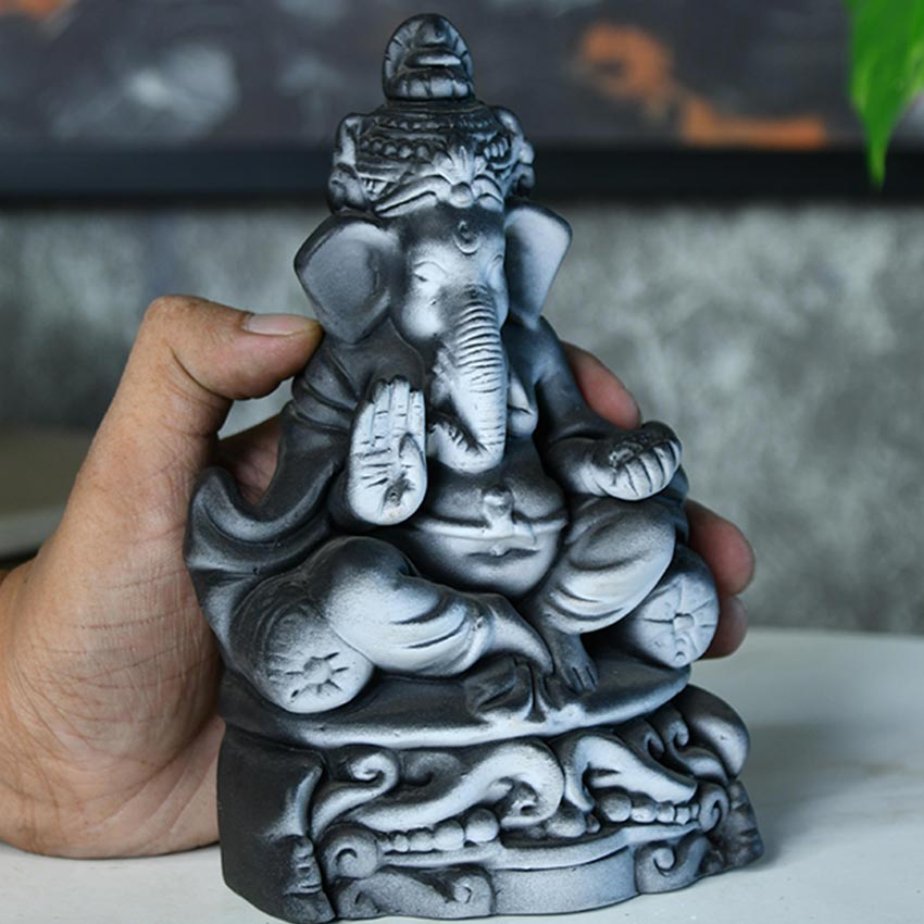 Ganesha Blessings Ascendancy Black Accent Idol | 4 x 3 x 7 inches