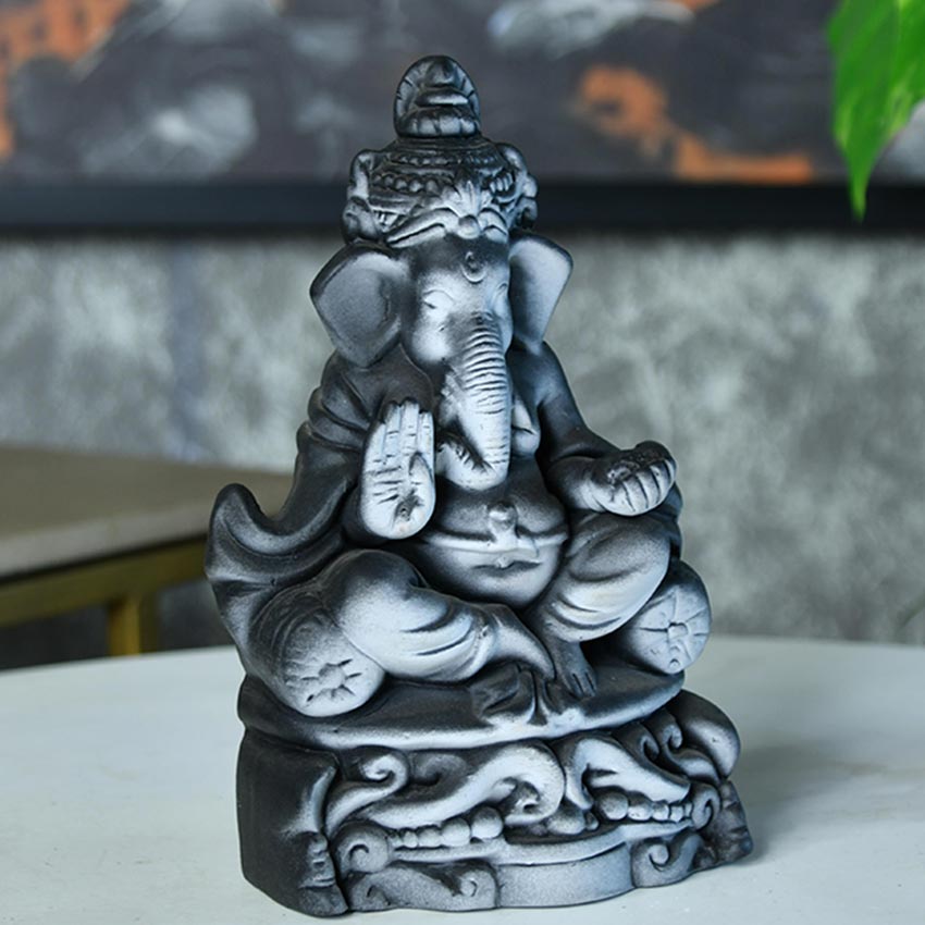 Ganesha Blessings Ascendancy Black Accent Idol | 4 x 3 x 7 inches