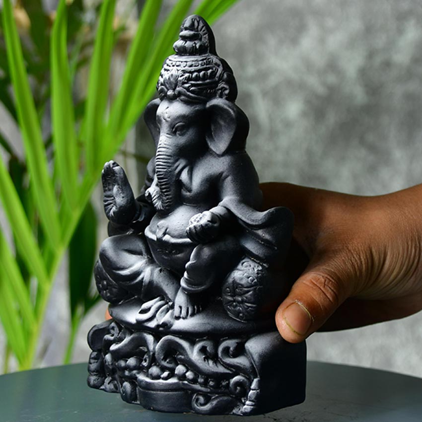 Ganesha Blessings Ascendancy Black Accent Idol | 4 x 3 x 7 inches