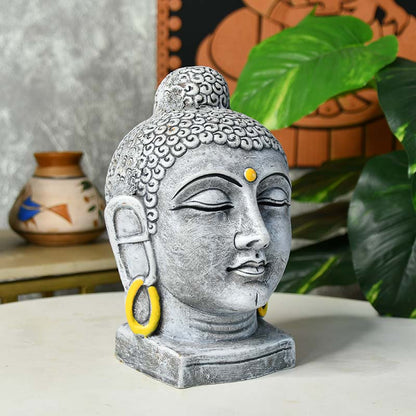 Terracotta Meditating Buddha Head Tabletop | 9 Inches