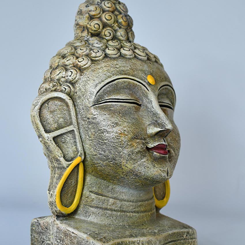 Grey & Golden Terracotta Buddha Serene Reflection Idol | 9 x 5 x 14 inches