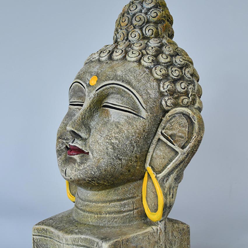 Grey & Golden Terracotta Buddha Serene Reflection Idol | 9 x 5 x 14 inches