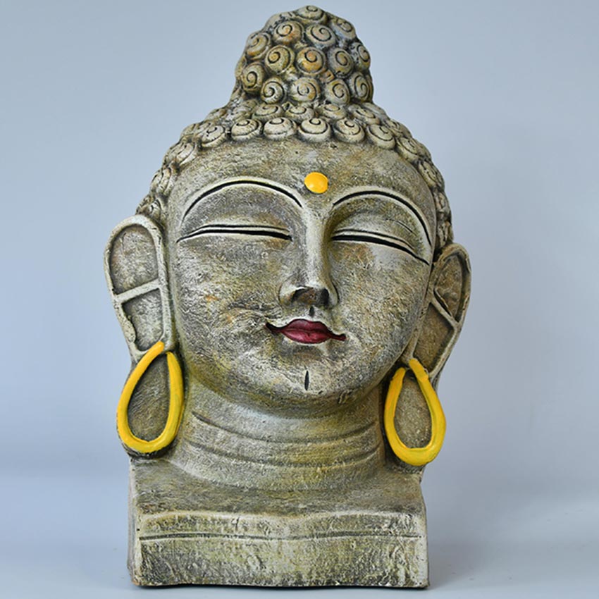 Grey & Golden Terracotta Buddha Serene Reflection Idol | 9 x 5 x 14 inches