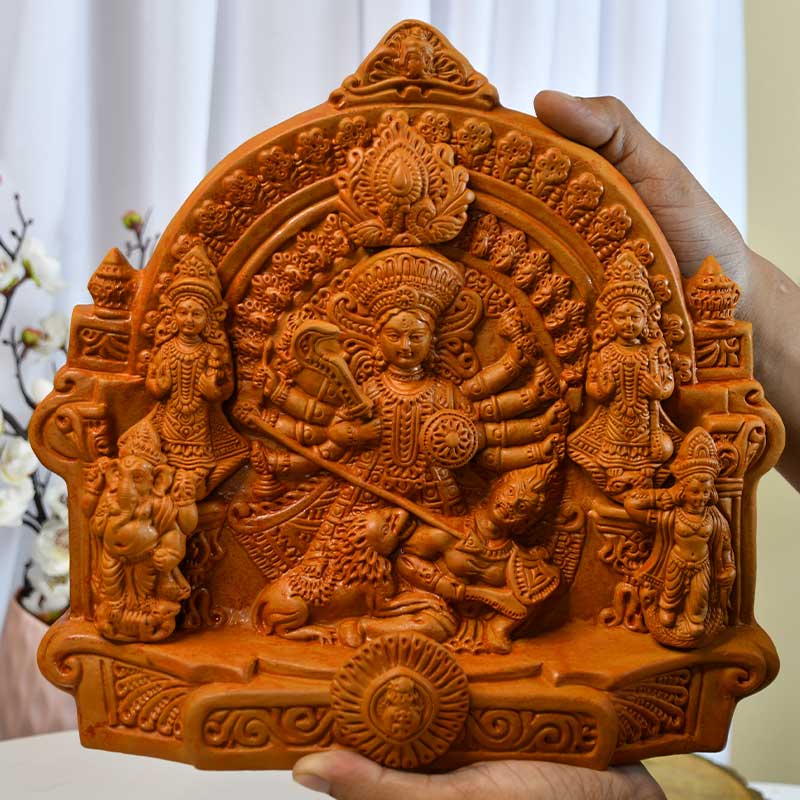 Terracotta Durga Tabletop Decor | 12 Inches Default Title