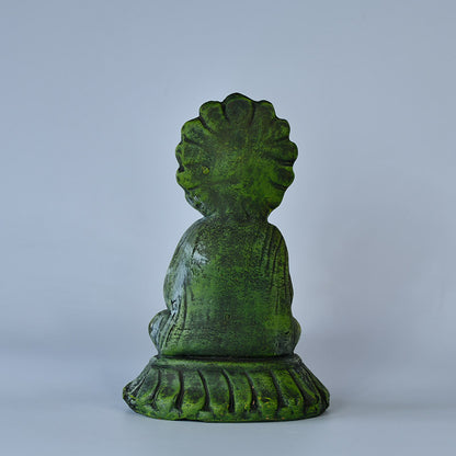 Terracotta Meditating Buddha on Lotus Tabletop | 10 Inches