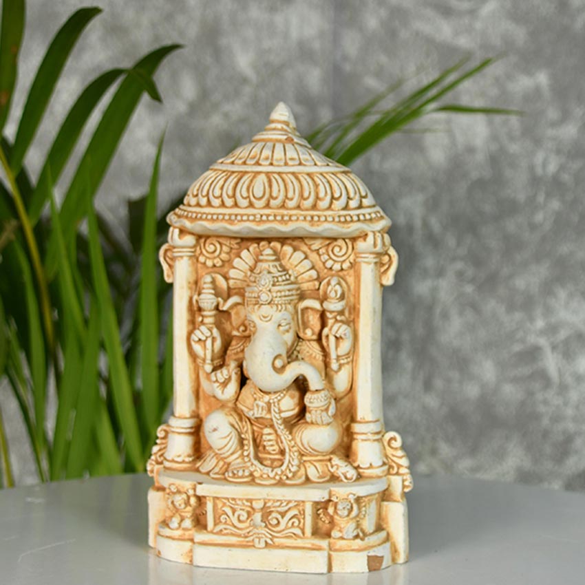 White Ganesha Ascendant Might Idol | 5 x 3 x 9 inches