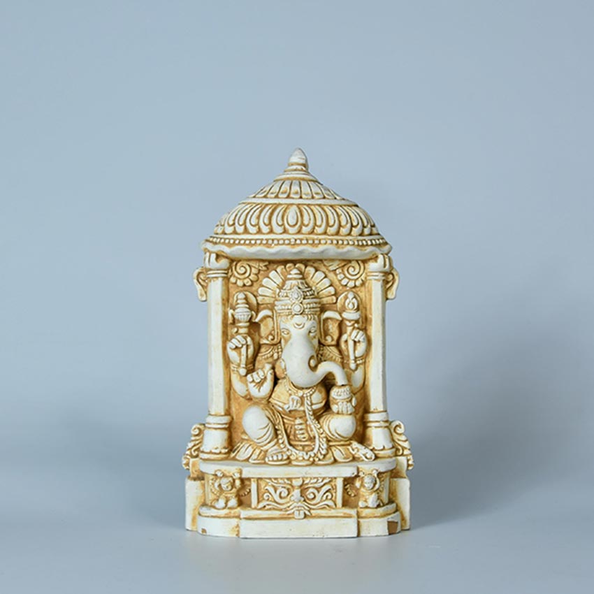 White Ganesha Ascendant Might Idol | 5 x 3 x 9 inches