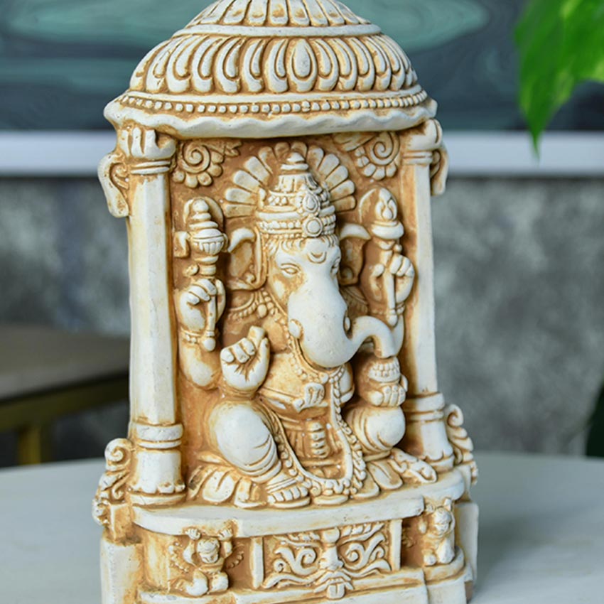 White Ganesha Ascendant Might Idol | 5 x 3 x 9 inches