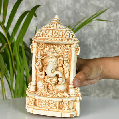 White Ganesha Ascendant Might Idol | 5 x 3 x 9 inches