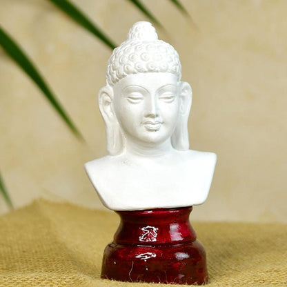 Terracotta White Buddha Tranquil Gaze Decorative Idol | 2 x 5 inches