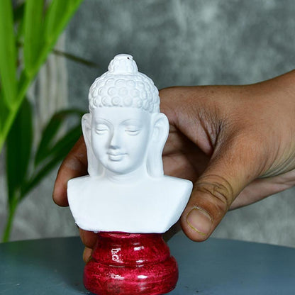 Terracotta White Buddha Tranquil Gaze Decorative Idol | 2 x 5 inches