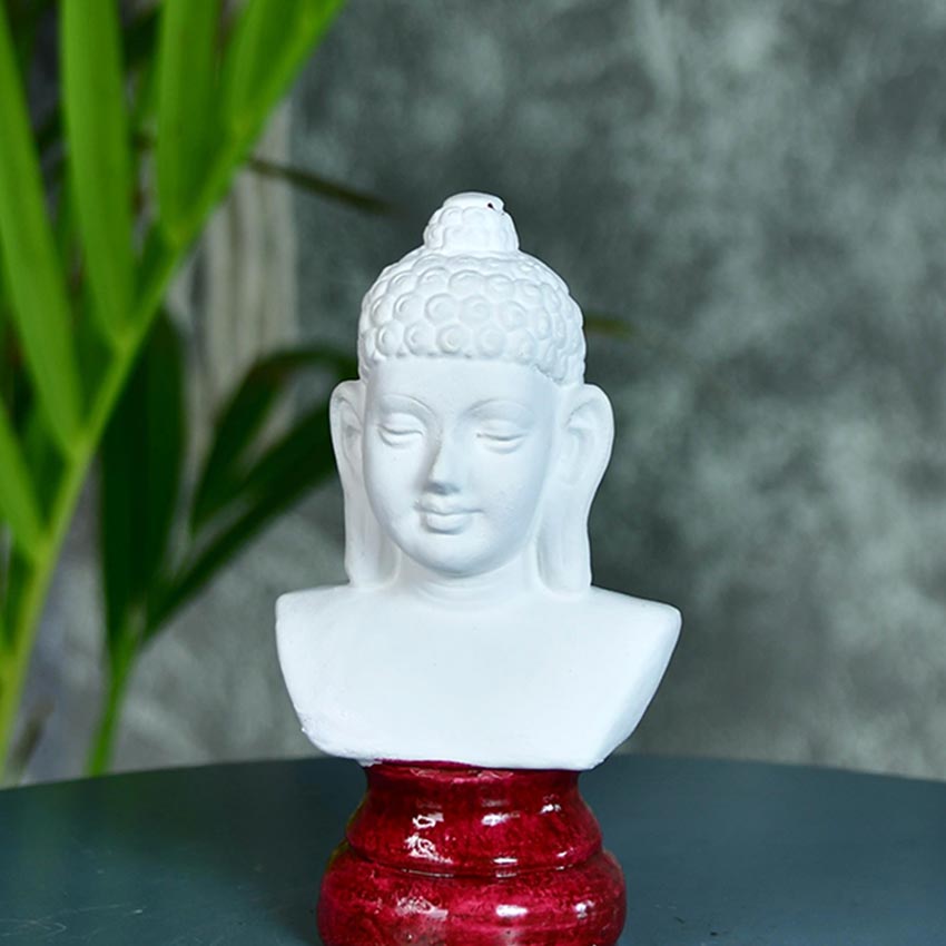 Terracotta White Buddha Tranquil Gaze Decorative Idol | 2 x 5 inches