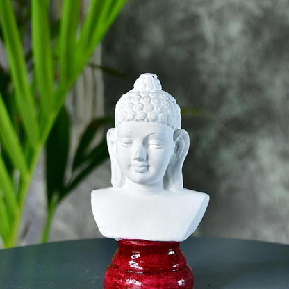 Terracotta White Buddha Tranquil Gaze Decorative Idol | 2 x 5 inches