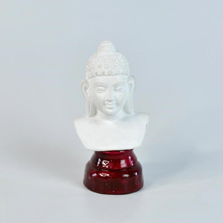 Terracotta White Buddha Tranquil Gaze Decorative Idol | 2 x 5 inches