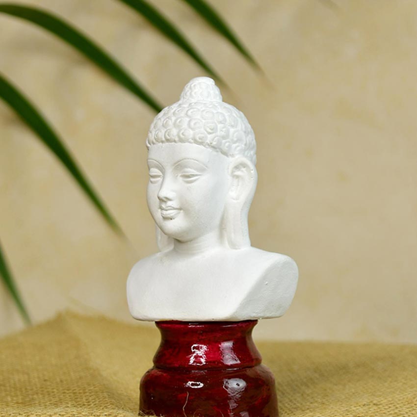 Terracotta White Buddha Tranquil Gaze Decorative Idol | 2 x 5 inches