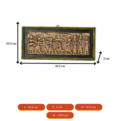 Brown Bridal Palki Joyous Procession Wall Hanging | 18 x 8 inches