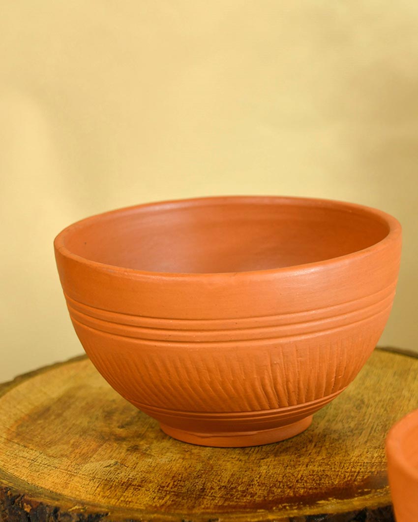 Artful Terracotta Brown Soup & Serving Bowls | Set of 2 | 5 x 3 x 4 inches | 500ml