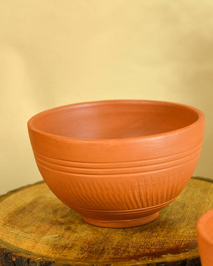 Artful Terracotta Brown Soup & Serving Bowls | Set of 2 | 5 x 3 x 4 inches | 500ml