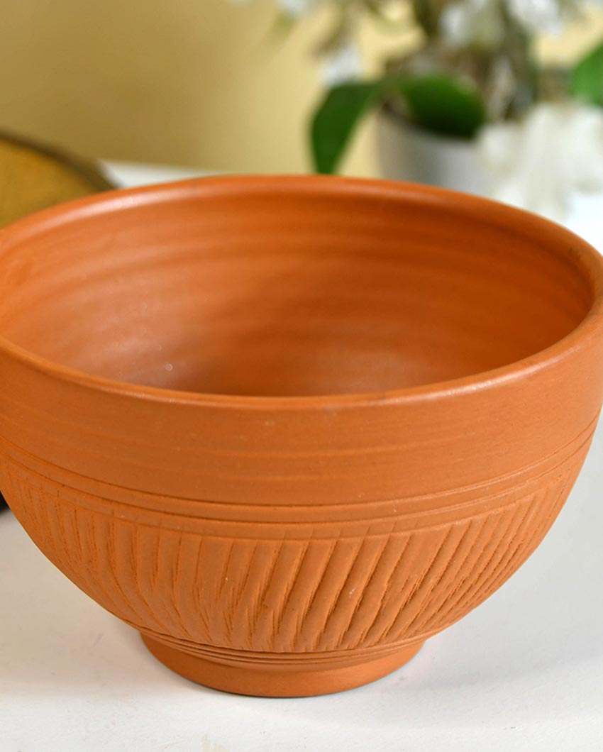 Artful Terracotta Brown Soup & Serving Bowls | Set of 2 | 5 x 3 x 4 inches | 500ml