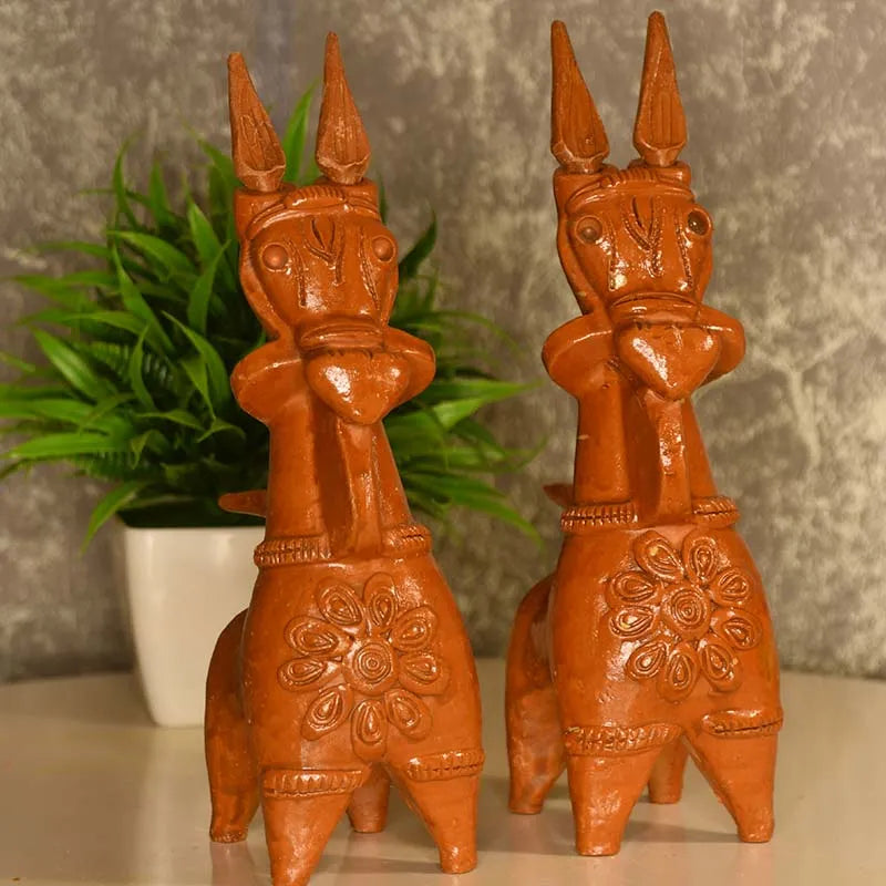 The Muded Horse Terracotta Showpieces | Set of 2 Default Title