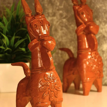 The Muded Horse Terracotta Showpieces | Set of 2 Default Title