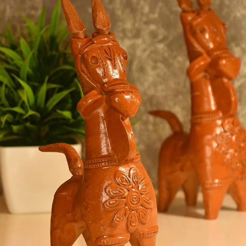 The Muded Horse Terracotta Showpieces | Set of 2 Default Title