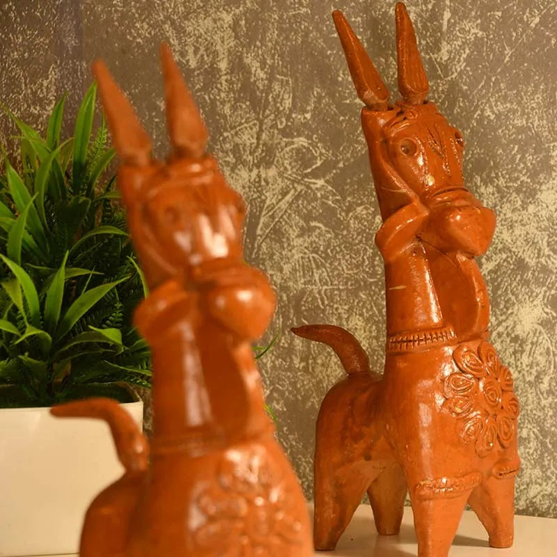 The Muded Horse Terracotta Showpieces | Set of 2 Default Title