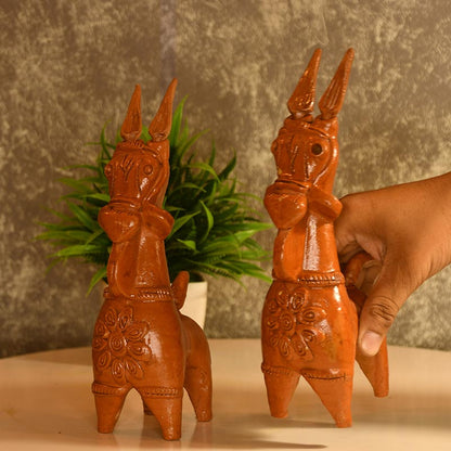 The Muded Horse Terracotta Showpieces | Set of 2 Default Title