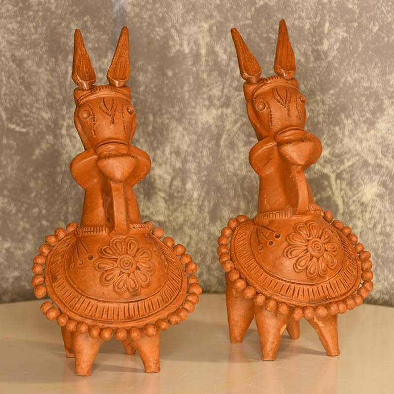 The Peaceful Horse Terracotta Showpieces | Set of 2 Default Title