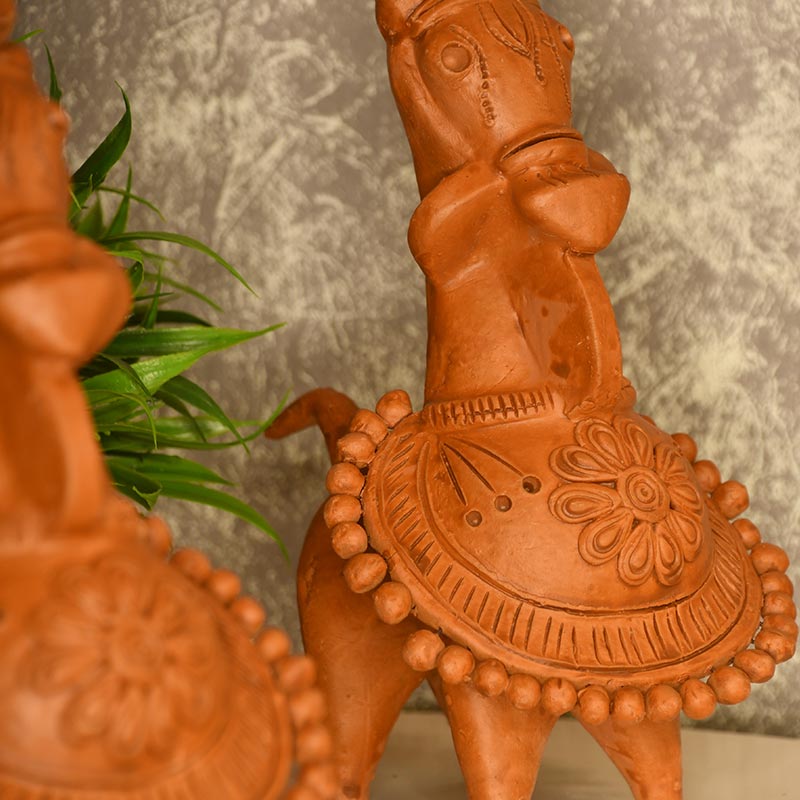 The Peaceful Horse Terracotta Showpieces | Set of 2 Default Title