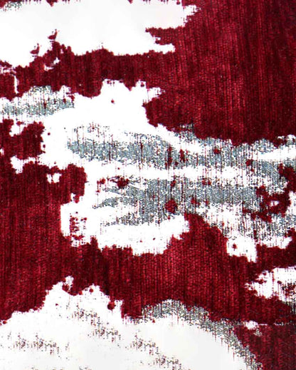 Maroon Jacquard Textured Print Decorative Velvet Cushion | Set of 3 , Set of 5  | 16 x 16 Inches