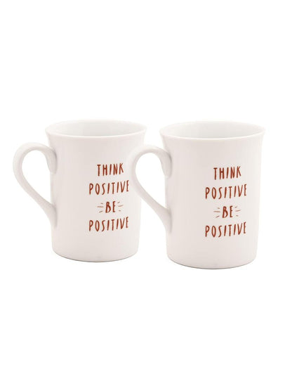 Think Positive Porcelain Coffee Mugs | Set Of 2