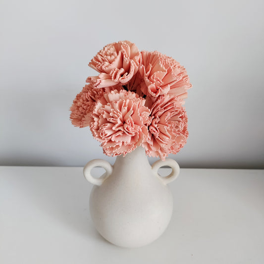 Blush Carnat Sholapith DIY Flower Bunch | Vase Not Included | 8 Flower Heads