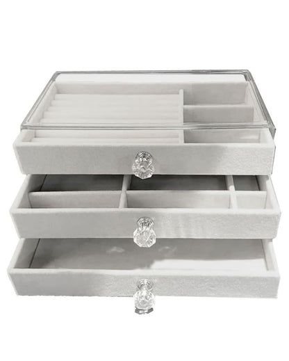 Luxury Design Pu Leather Make Up & Cosmetic Jewelry Box With Clear Lid | 9 x 5 x 4 inches