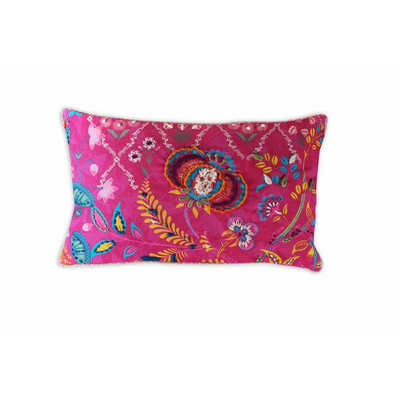 Cerise Treillage Embroidery Cushion Cover | 16 inch, 20 inch, 12 x 20 inch 12 x 20 Inch