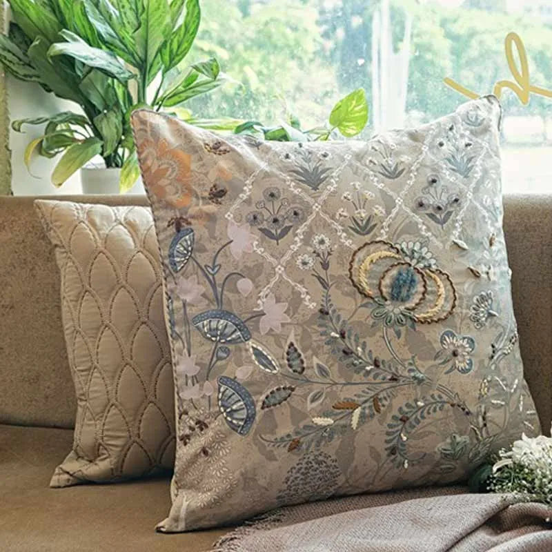 Hazlewood Treillage Embroidery Cushion Cover | 16 inch, 20 inch 16 x 16 Inch