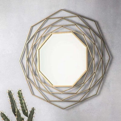 Modern and Geometric Elegance Triangle Design Metal Wall Mirror | 24 inches