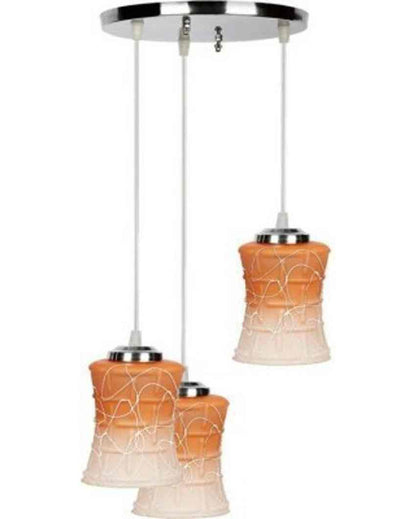 Elegant Metal Fitting Three Glass Shade Light Pendant Ceiling Lamp | 13 x 13 x 27 inches