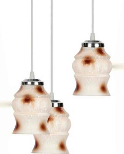 Modern Metal Fitting Three Glass Shade Light Pendant Ceiling Lamp | 13 x 13 x 28 inches