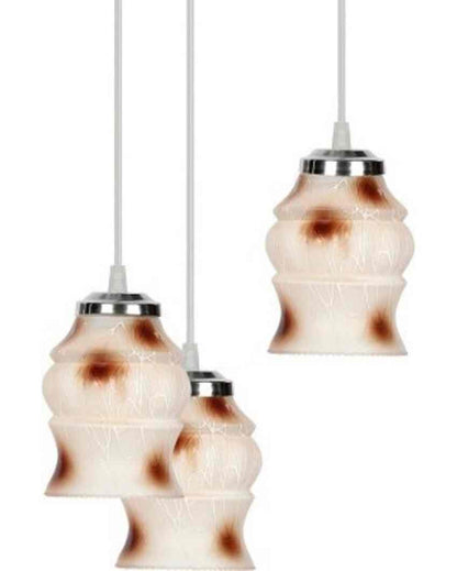 Modern Metal Fitting Three Glass Shade Light Pendant Ceiling Lamp | 13 x 13 x 28 inches