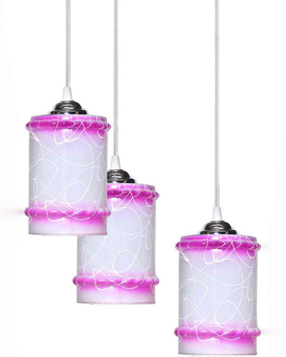 Stylish Metal Fitting Three Glass Shade Light Pendant Ceiling Lamp | 13 x 13 x 27 inches