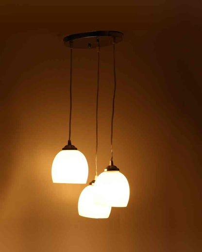 Trendy Metal Fitting Three Glass Shade Light Pendant Ceiling Lamp | 12 x 12 x 32 inches