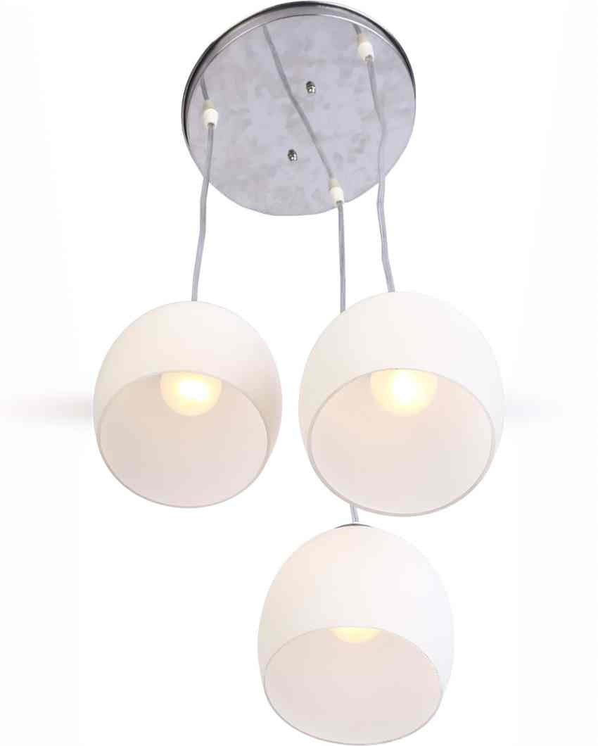 Trendy Metal Fitting Three Glass Shade Light Pendant Ceiling Lamp | 12 x 12 x 32 inches