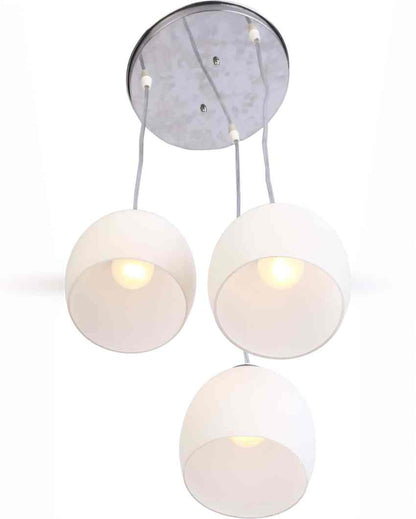 Trendy Metal Fitting Three Glass Shade Light Pendant Ceiling Lamp | 12 x 12 x 32 inches