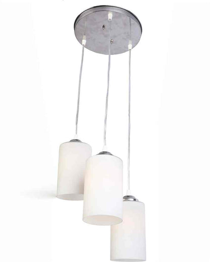 Unique Metal Fitting Three Glass Shade Light Pendant Ceiling Lamp | 12 x 12 x 32 inches