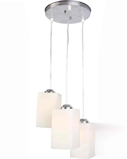 Refined Metal Fitting Three Glass Shade Light Pendant Ceiling Lamp | 12 x 12 x 32 inches