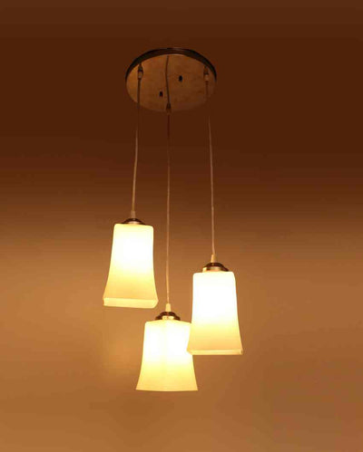 Minimalist Metal Fitting Three Glass Shade Light Pendant Ceiling Lamp | 12 x 12 x 32 inches